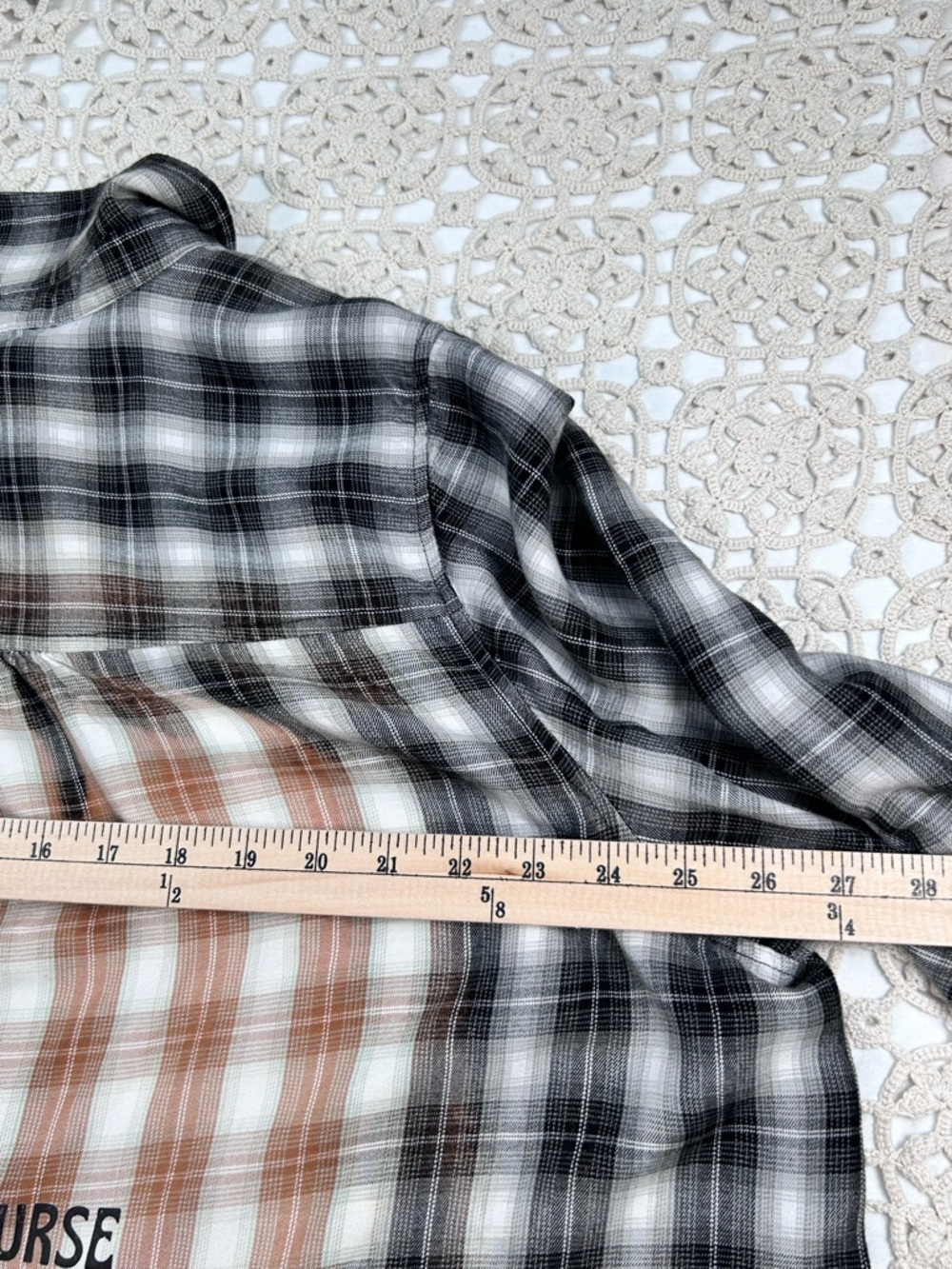 Lane Bryant Women Plaid Button Down 26/28 (size 4x) Custom Graphic Coffee Shirt - Picture 6 of 12